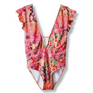 Beth Richards Sophia Floral One Piece Swim Suit XL Colorful Resort Cruise NEW